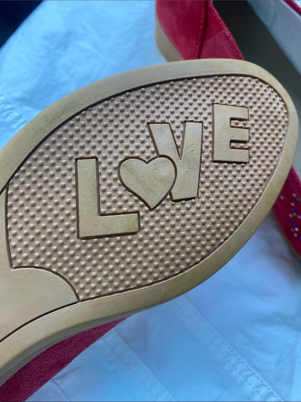 Love Red Suede Ballet Flats with Butterfly Rhinestone -10 - Picture 2 of 8